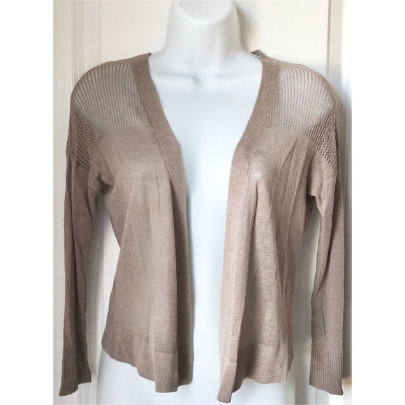Apt 9 Taupe Long Sleeve Sheer Knit Half 